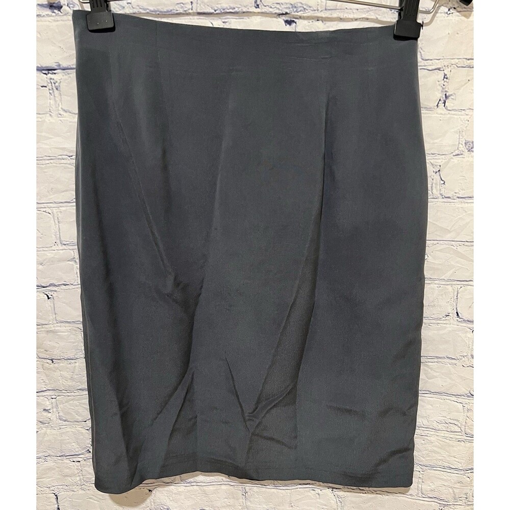 Chaus 100% Silk Gray Pencil Business Skirt Acetate Lining Size 10